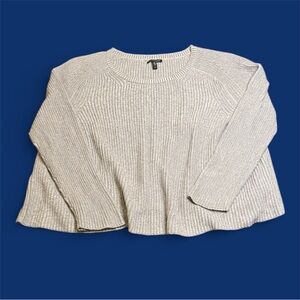 Eileen Fisher Organic Cotton Tencel Light Gray Knit Oversized Short Sweater sz L